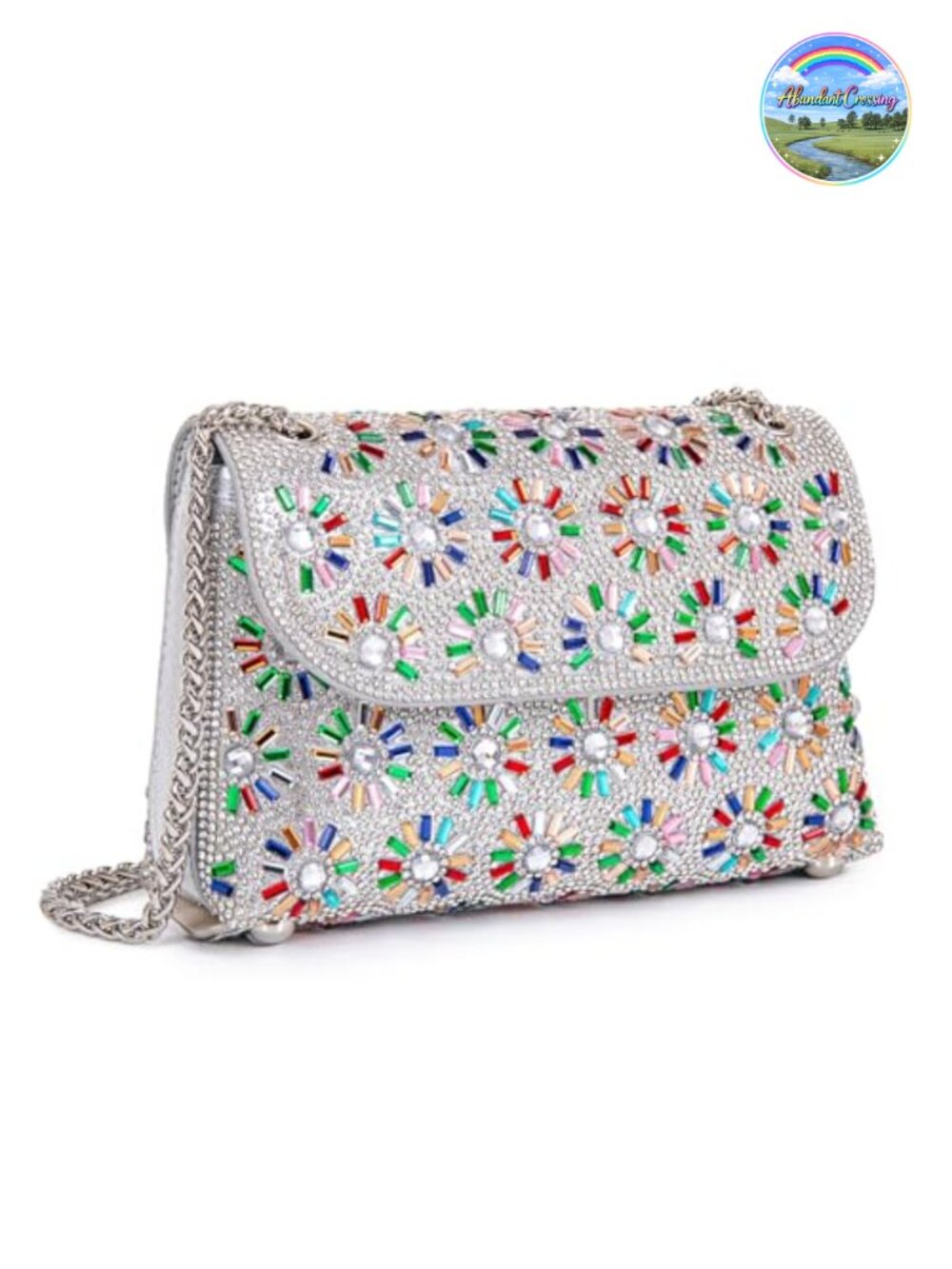 Rhinestone Evening Bag Clutch Purse Crossbody Bag with Chain